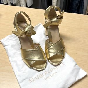 Marion Parke Bella Crisscross Ankle-tie Sandals In Gold